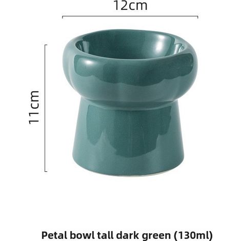 Comedero de cerámica para perros y gatos, antivuelco con soporte cervical (grande - verde oscuro)