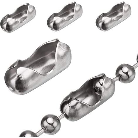 Lot de 20 clips pour maillons de chaînette de stores enrouleurs, en acier inoxydable, compatibles avec les chaînettes à billes de 4,5 mm, pour stores verticaux, couleur argent.
