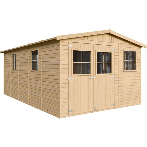 Wooden Garden Shed- Apex Shiplap Wooden Shed 17x11 ft/15m2 - Sheds and Outdoor Storage -Outdoor garden shed with impregnated floor, 17 mm planks - TIMBELA M337+M337G (1/5)