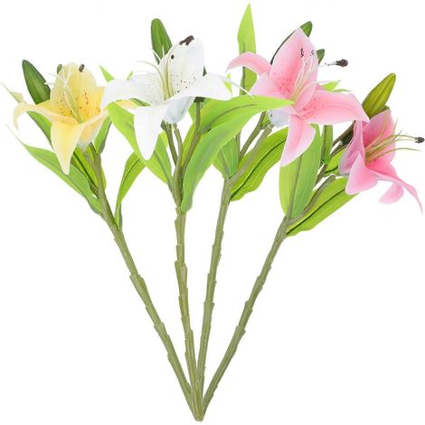 Lot de 4 ornements de lys artificiels pour Pâques, accessoires pour compositions florales à faire soi-même (1/5)