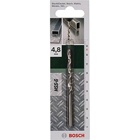 Bosch 2609255044, Spiralbohrer de 4,8 mm x 86 mm, zum Bohren, ideal für legierten Stahl, Kunststoff und Nichteisenmetalle, hohe Präzision und Langlebigkeit, Farbe grau (1/4)