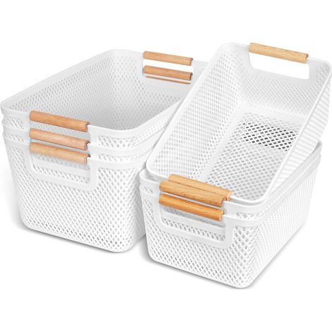 Lot de 6 boîtes de rangement blanches sans couvercle (1/5)