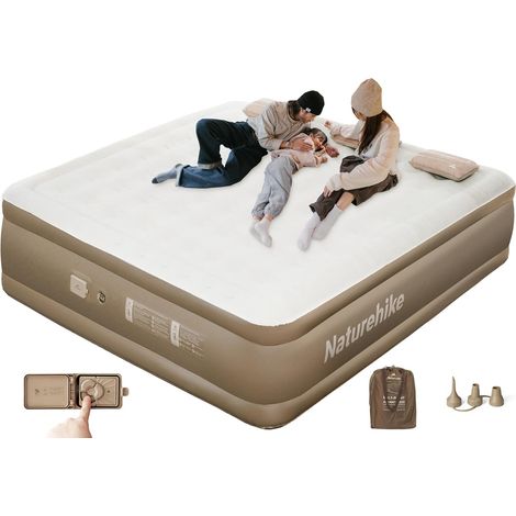 Matelas Gonflable 3 Personnes avec Pompe Intégrée Rechargeable - 200x180x45cm Lit Gonflable Autogonflant pour Camping et Maison - Matelas Camping Portable et Durable (1/5)