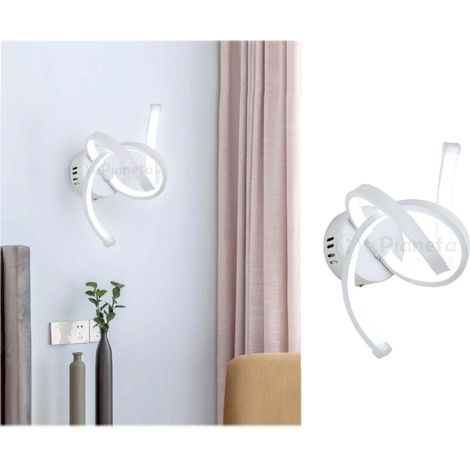 Applique parete spirale led 15W design moderno bianco lampada muro camera luce fredda naturale calda Naturale (1/3)