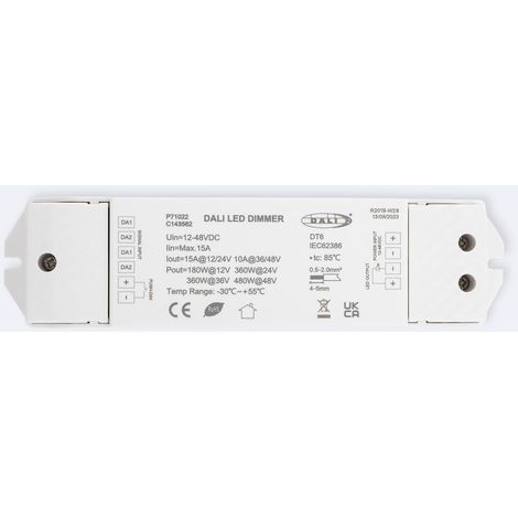 Driver Regolabile DALI 1 Canale per Striscia LED Monocolore 12/48V Compatibile con Pulsante Bianco