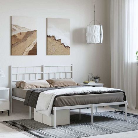 Estructura cama sin colchón con cabecero metal blanco 150x200cm vidaXL (1/5)