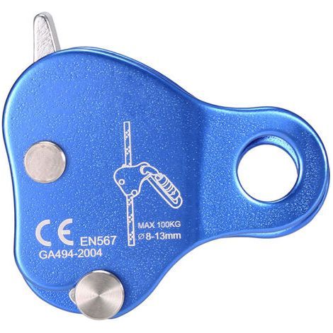 Climbing Slide, Aluminum Alloy Self-Adhesive Descender (Blue), 8-13mm Climbing Slide Stopper, Suitable for Outdoor Climbing, Mountaineering (1/4)