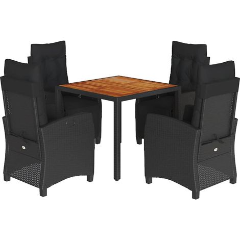 Maison Exclusive - Set da Pranzo da Giardino 5 pz Nero con Cuscini in Polyrattan (1/5)