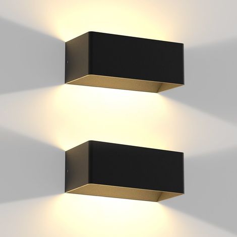 GBLY LED Wandleuchte Innen Wandlampe - 2ER Wandbeleuchtung Schwarz 5W Wandstrahler Up Down Flurlampe Wand Treppenlampe Einstellbarer Strahl 3000K Warmweiß für Schlafzimmer Treppenhaus Flur (1/5)