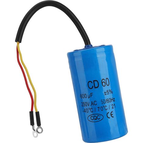 Condensateur permanent CD60 600µF 250V AC 50/60Hz câblé pour moteur compresseur d'air (1/5)
