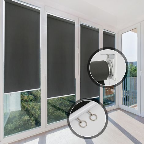 Wolketon Estor Vertical Exterior 100x240 cm para Balcón y Terraza Protección Solar Impermeable 80% Gris Oscuro