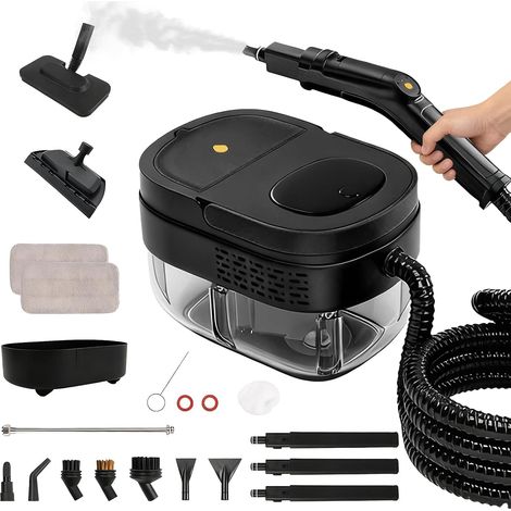 Nettoyeur Vapeur Portable, Nettoyeur Vapeur à Main Réglables sur 3 Niveaux, 17 Accessoires, Réservoir d'Eau 1,6L, 10s Préchauffage, 4 Bar Haute Pression Steam Cleaner pour Canapé Tapis, Fenêtre, Verre (1/5)