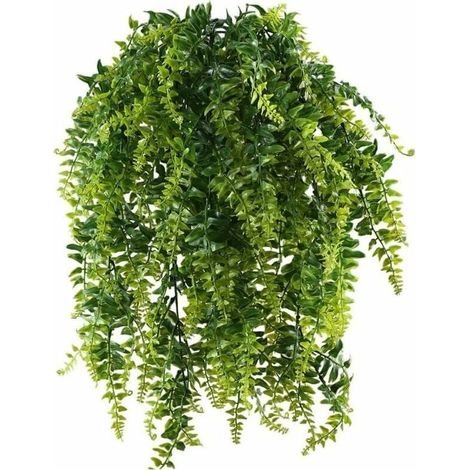 2pcs Fougère Artificielle Tombante 90cm Plante Tombante Plastique Lierre Artificiel Guirlande Feuille Verte Liane à Suspendre Fausse Fougere de Boston pour Mur Maison Panier Suspendu D (1/5)
