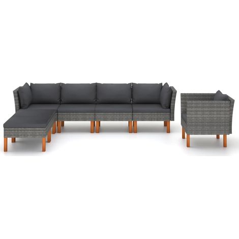 Maison Exclusive - 7-tlg. Garten-Lounge-Set Poly Rattan und Eukal