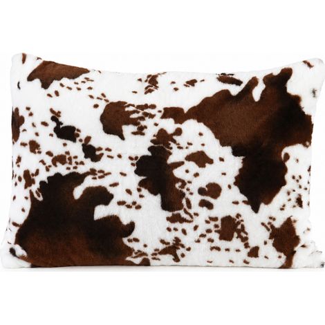 Coussin garni à motif peau de vache et dos en velours Marron Foncé 45x70 cm (1/3)