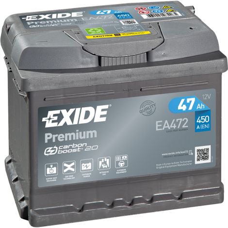 BATTERIE EXIDE PREMIUM LB1 12V 47AH 450A 207X175X175 +D EA472 (1/8)