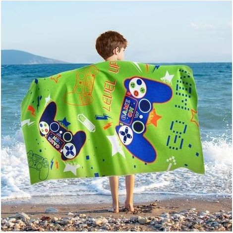 Serviette de plage Kids – 75x150 cm en microfibre anti-sable pour garçons, serviette de bain, piscine, camping, voyage, serviette de plage ultra absorbante (1/5)