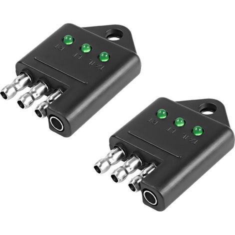 4-poliger Anhängerstecker-Tester – 4-polig – Flachstecker – Lichttester – Für die Verkabelung von Anhängern – Mit LED-Anzeigen – Stromkreisprüfer – Autozubehör – 2 Stück (1/4)