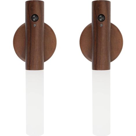 APEX Veilleuse à induction magnétique, adaptée aux couloirs, éclairage LED rechargeable, applique murale en bois (bois de noyer) alimentée par piles. (1/5)