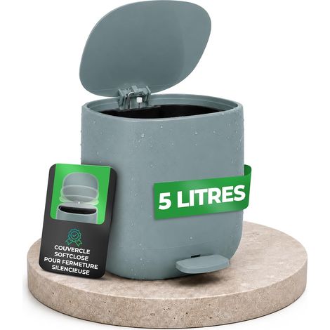 Poubelle Salle de Bain 5L avec Couvercle - Petite Poubelle WC à Pédale, Couvercle Silencieux Soft-Close, Seau Intérieur Amovible, Base Antidérapante - Poubelle Toilette Compacte (1/5)