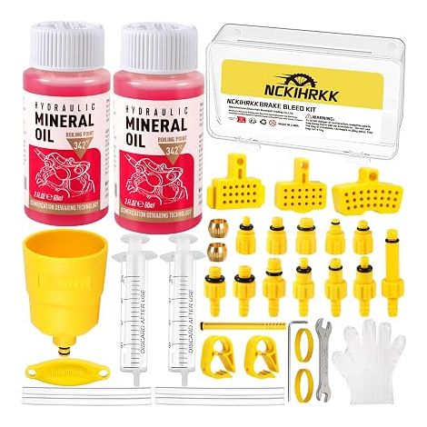 Kit Purge Frein VTT MTB, Kit de Purge de Frein à Disque Hydraulique de Vélo Comprenant 120ML d'Huile Minérale, Coffret d’Outils Vélos Bicyclettes Convient pour Shimano, Magura, Tektro (1/5)