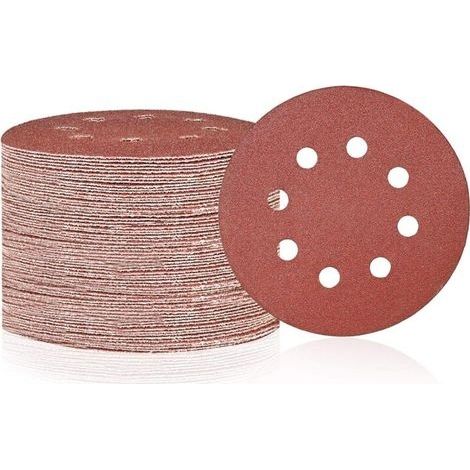 Lot de 50 disques abrasifs à 8 trous - Grain 80 - Papier abrasif résistant à l'usure pour ponceuse orbitale aléatoire pour bois,métal,marbre,plastique (1/5)