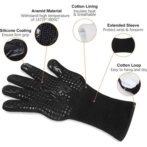 Gants de barbecue bois résistant chaleur universel (1/4)