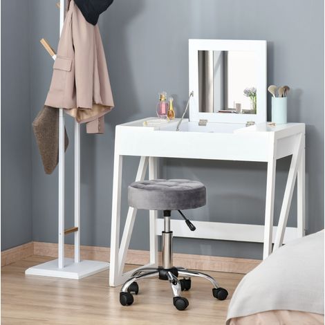 MEUBLIV Sgabello da salone con ruote 35 cm grigio chiaro, altezza regolabile senza schienale (1/4)