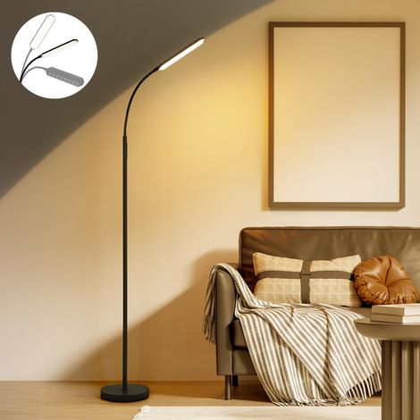 Lampe sur pied LED noire dimmable, lampe de lecture avec télécommande, lampes modernes pour chambre, salon et bureau, Noir, 18w (1/5)