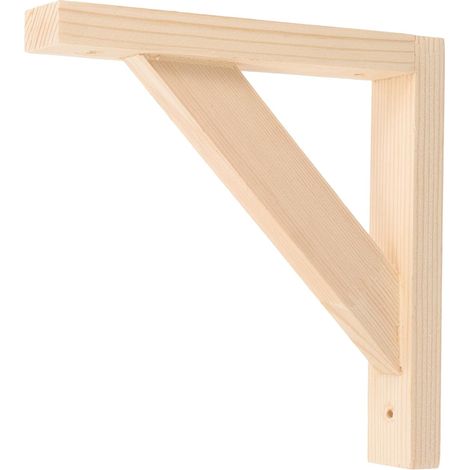 Support D'étagère Mural Triangulaire Fixation Murale Design Gain de Place et Stable en Bois Massif Beige pour Étagère Flottante Solide (1/5)