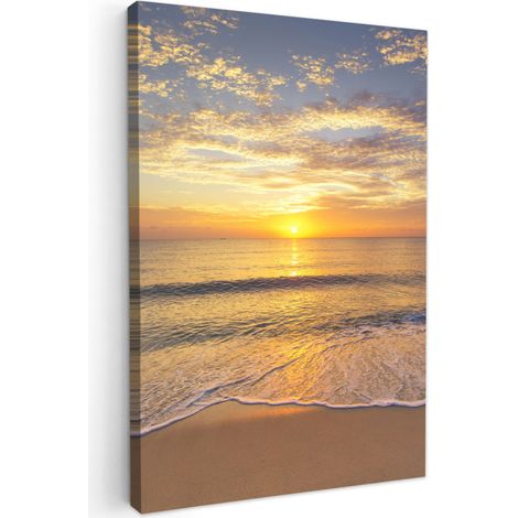 TABLEAU SUR TOILE Plage - Coucher de soleil - Mer Tableaux Art Décoratif 80x120 cm