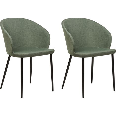 Conjunto de 2 sillas de comedor retro tapizadas con reposabrazos color verde oscuro Mason (1/5)