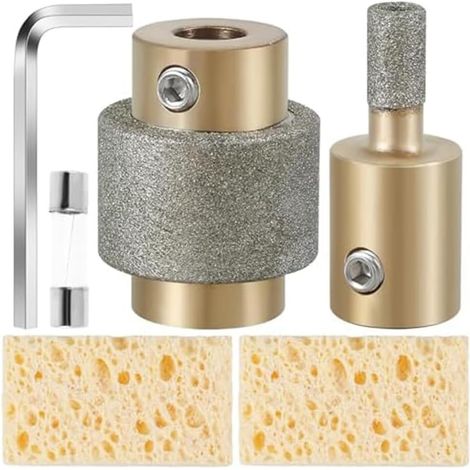 Mèches de Meuleuse de Verre, Outils à Tête de Meuleuse Diamantée pour Vitrail de 1 3/4 1/4 Pouces avec Clé Hexagonale, (1 et 1/4 Pouce) (1/5)