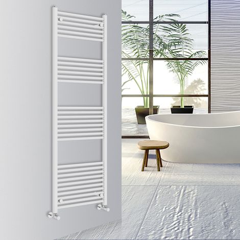Warmehaus Straight Bathroom Heated Towel Rail Warmer Radiator Central Heating 1800x600mm White