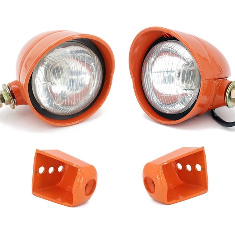 Lot complet Phares Avant et supports Gauche et Droit Orange pour Tracteur CNH 5118925 compatible Fiat / Someca (1/5)