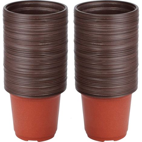 Petits Pots De Plantes, 100 Pièces Pots De Semis En Plastique Réutilisables / Pots De Pépinière, Pots De Plantes Ronds / Pots De Transplantation / Pots De Plantation Pour La Plantation Intérieure Et E (1/5)
