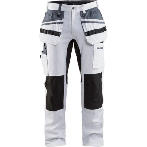 Pantaloni da lavoro Blaklader pittore 100% cotone elasticizzato Bianco / Nero 46