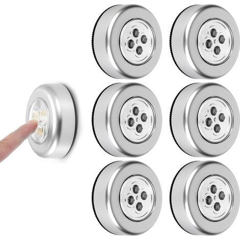 Lampe Spot LED Éclairage Supplémentaire, Lot de 6 Spots LED Autocollants à Piles, Lumières Tactiles Intelligentes à Coller, Lampes Sans Fil à Activation Tactile pour Cuisine, Escaliers et Salles (1/5)