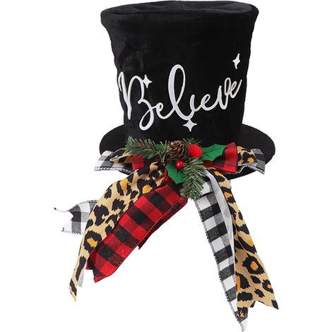 Chapeau haut-de-forme de Noël décoratif, portable et élégant pour sapin, table et porte (1/5)