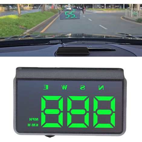 Affichage tête haute (HUD) numérique avec GPS, compteur de vitesse, indication de direction, réglage automatique de la luminosité et alarme pour véhicules à essence et électriques (1/5)