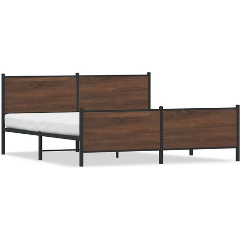 Maison Exclusive - Cadre de lit en métal sans matelas chêne marron 200x200 cm (1/5)