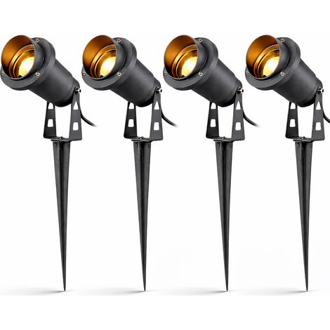 Kit 4 Faretto da Giardino con Picchetto GU10 IP65 in Alluminio Grigio, Orientabile per Illuminazione Piante Alberi Vialetti Esterno 220V Senza Lampadina (1/5)