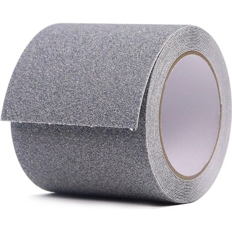 Tira antideslizante autoadhesiva para peldaños y pasamanos de escaleras con alto agarre para escaleras (10,2 cm x 5 m, gris) (1/5)