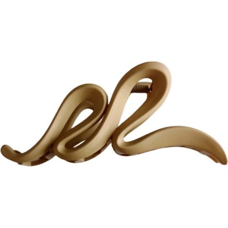 Pince à cheveux en forme de serpent, texture givrée, grande pince à cheveux, forte adhérence, pince à cheveux pour l'arrière de la tête, style requin, douche-Light brown (1/5)