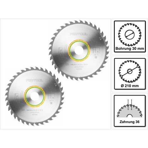 Festool – Lame de scie circulaire 210mm – Ø alésage 30mm – 36 dents pour bois dur – Lot de 2 – Compatible scie plongeante TS 75 (1/5)