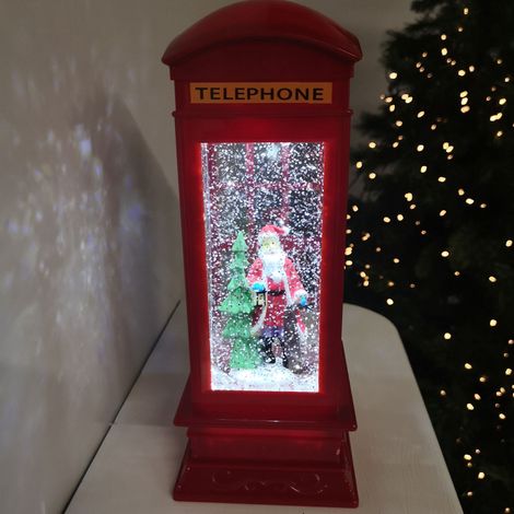 26.5cm Christmas Water Spinner Telephone Box Design with Santa Scene  Dual Power (1/5)
