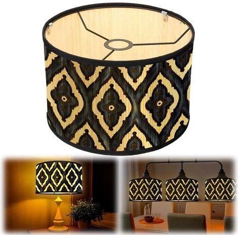 1 applique murale en bambou, design rétro années 70, abat-jour décoratif coloré, 30x30x20 cm, pour intérieur moderne ou vintage (1/5)