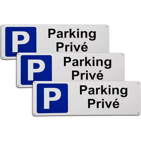 Pack 3 larges panneaux extérieurs 'Parking Privé' - PVC résistant (42 x 14 cm) (1/3)