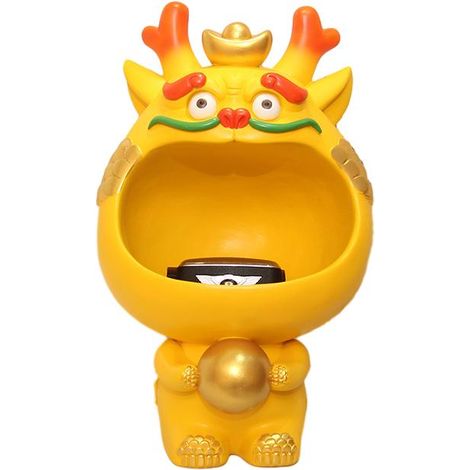 Drachenskulptur Schlüsselaufbewahrung Ornament Eingangsbereich Organizer Cartoon-Dekoration für Zuhause Einweihung Golden (1/2)