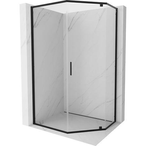 Mexen Exo fünfeckige Duschecke 90 x 80 cm, transparent, schwarz - 812-090-080-70-00